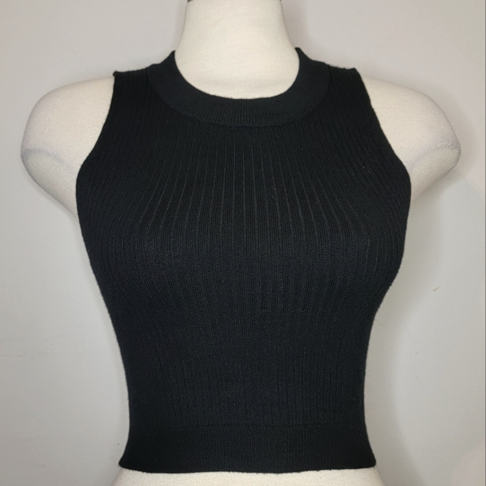 Revamped | Black Sweater Knit Sleeveless Crop Top